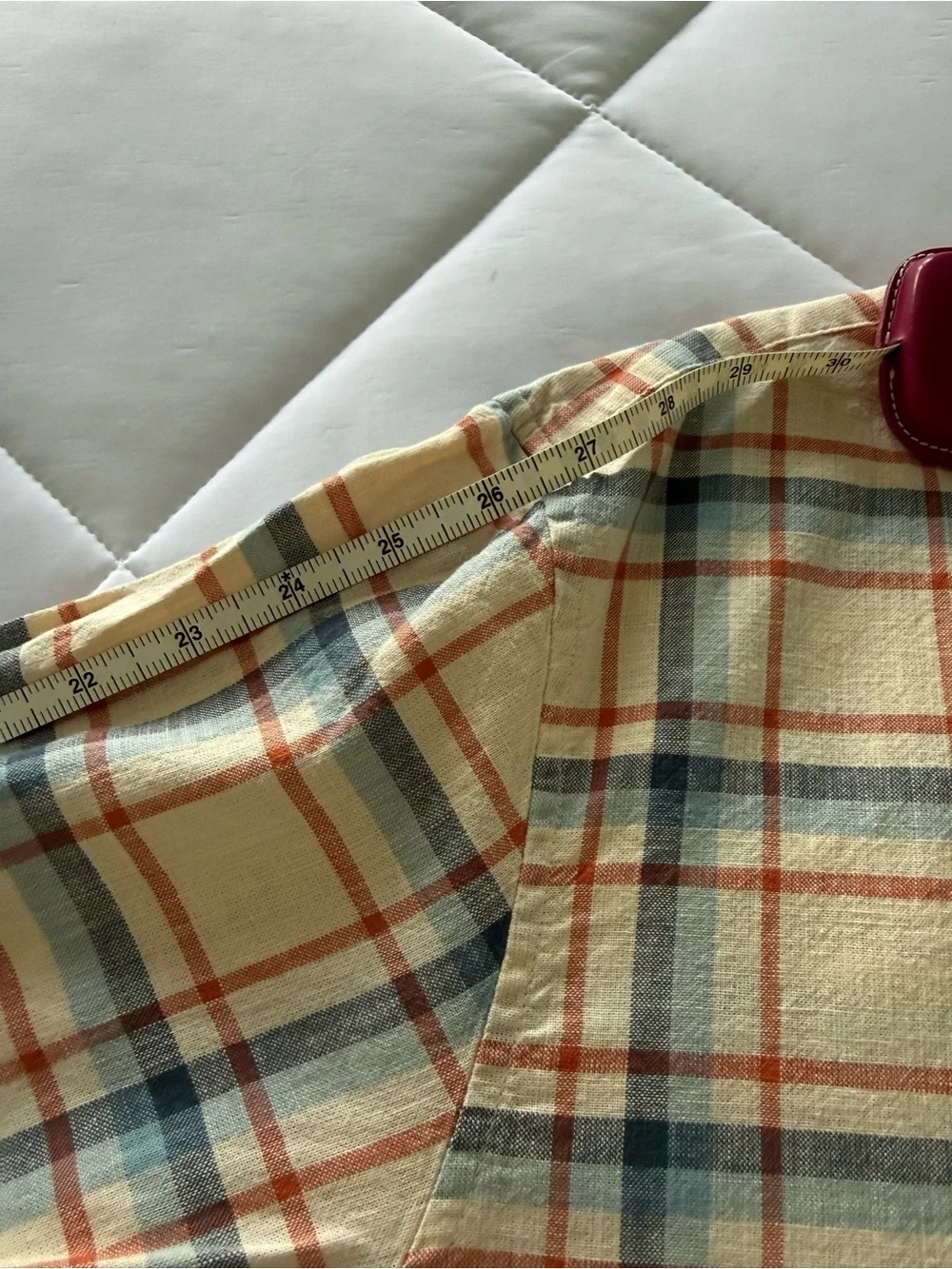 J. Crew Beige Plaid Button-Down Shirt with Blue and Red Accent Mens XL
